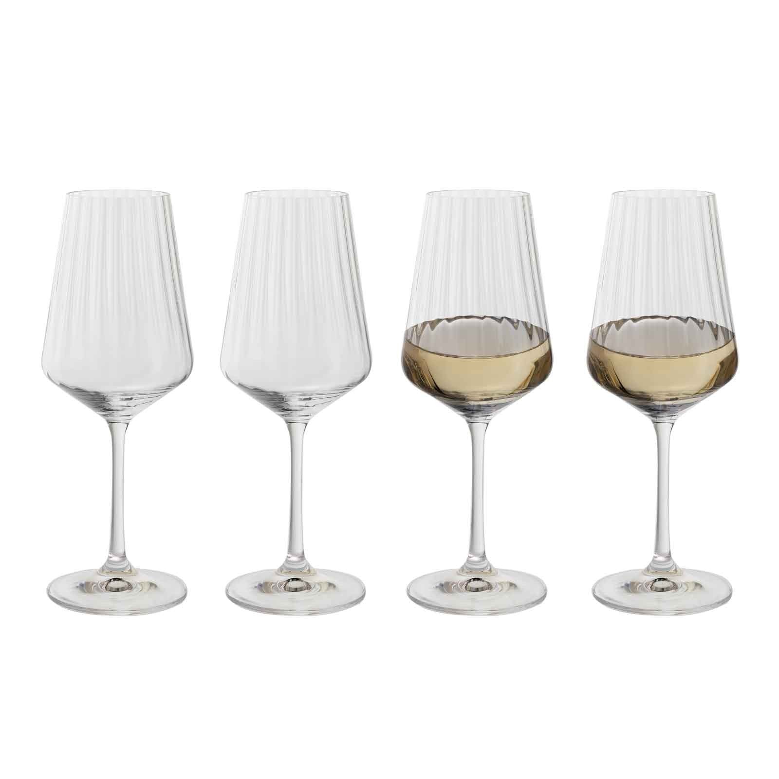 Set of 4 Dartington Cheers! Optic White Wine Glasses