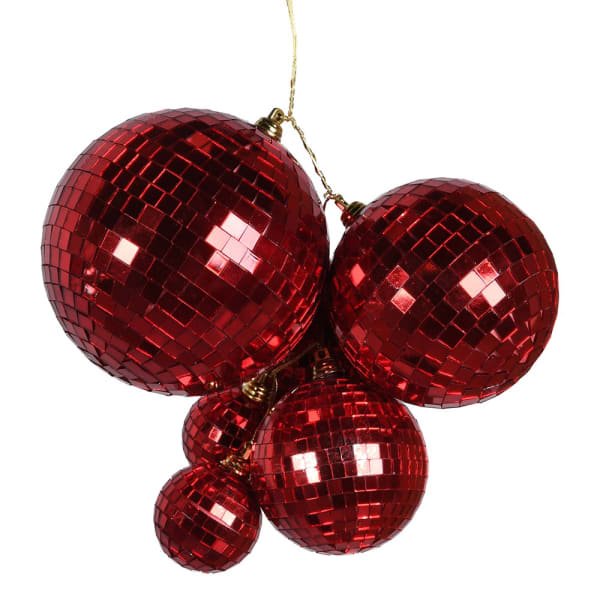 Set of 6 Red Disco Balls