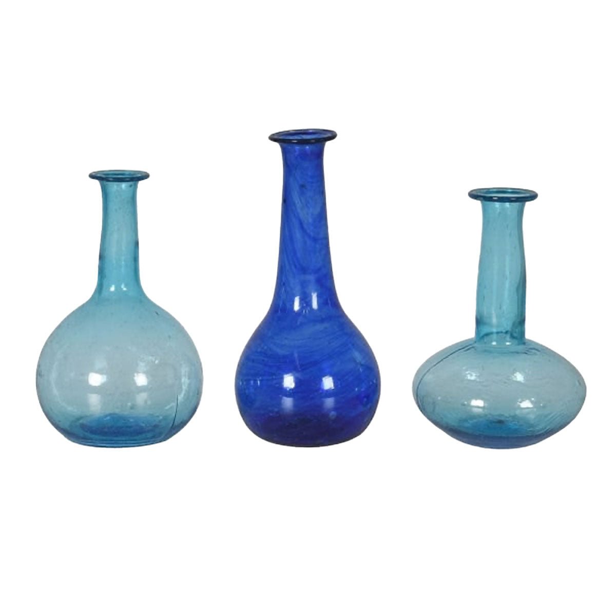Set of Three, Blue Glass Bud Vases