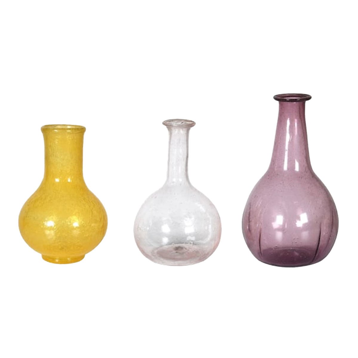 Set of Three, Handmade Glass Bud Vases