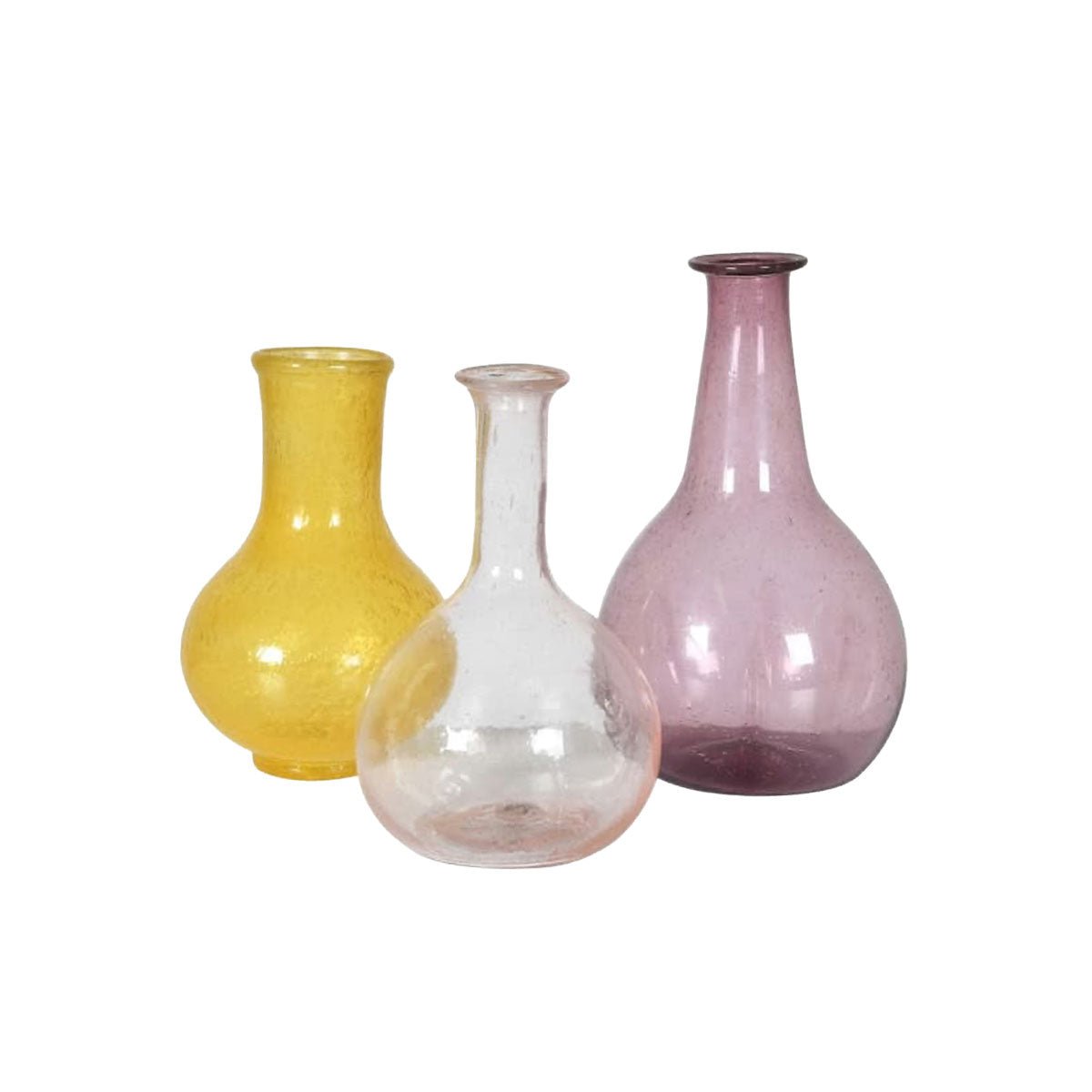 Set of Three, Handmade Glass Bud Vases