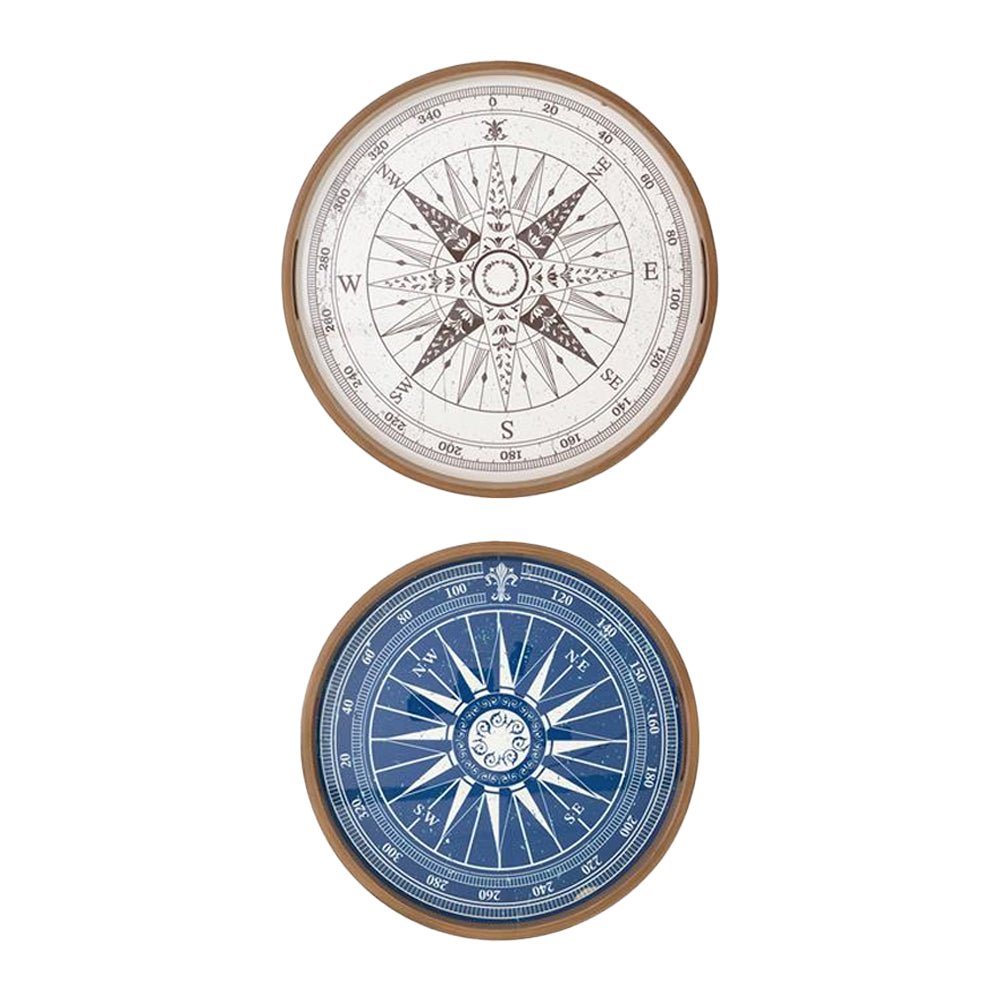 Set of Two Wooden Compass Trays