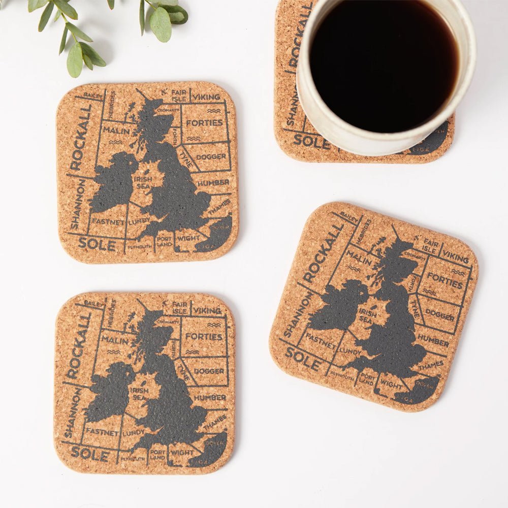 Shipping Forecast Cork Coaster, Set of 4