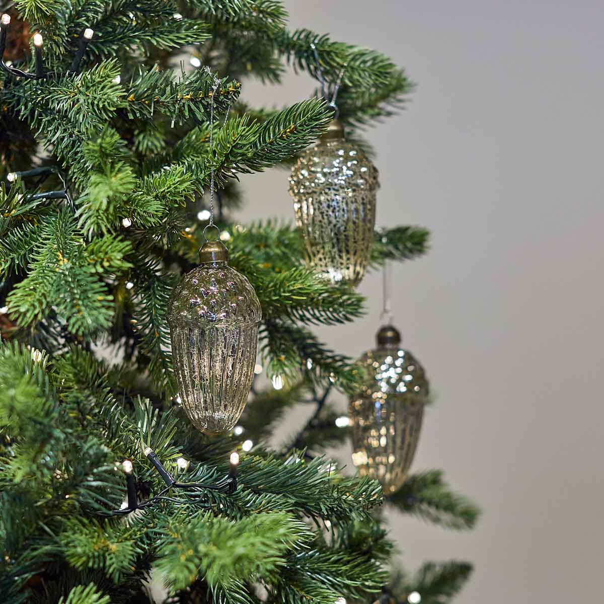 Silver Glass Acorn Bauble