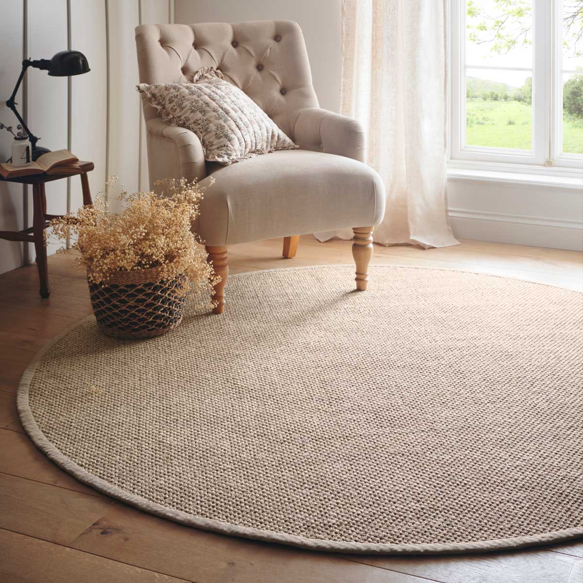 Sisal Rug in Light Beige with Sand Border 120 x 170cm,160 x 230cm,200 x 290cm,67 x 200cm