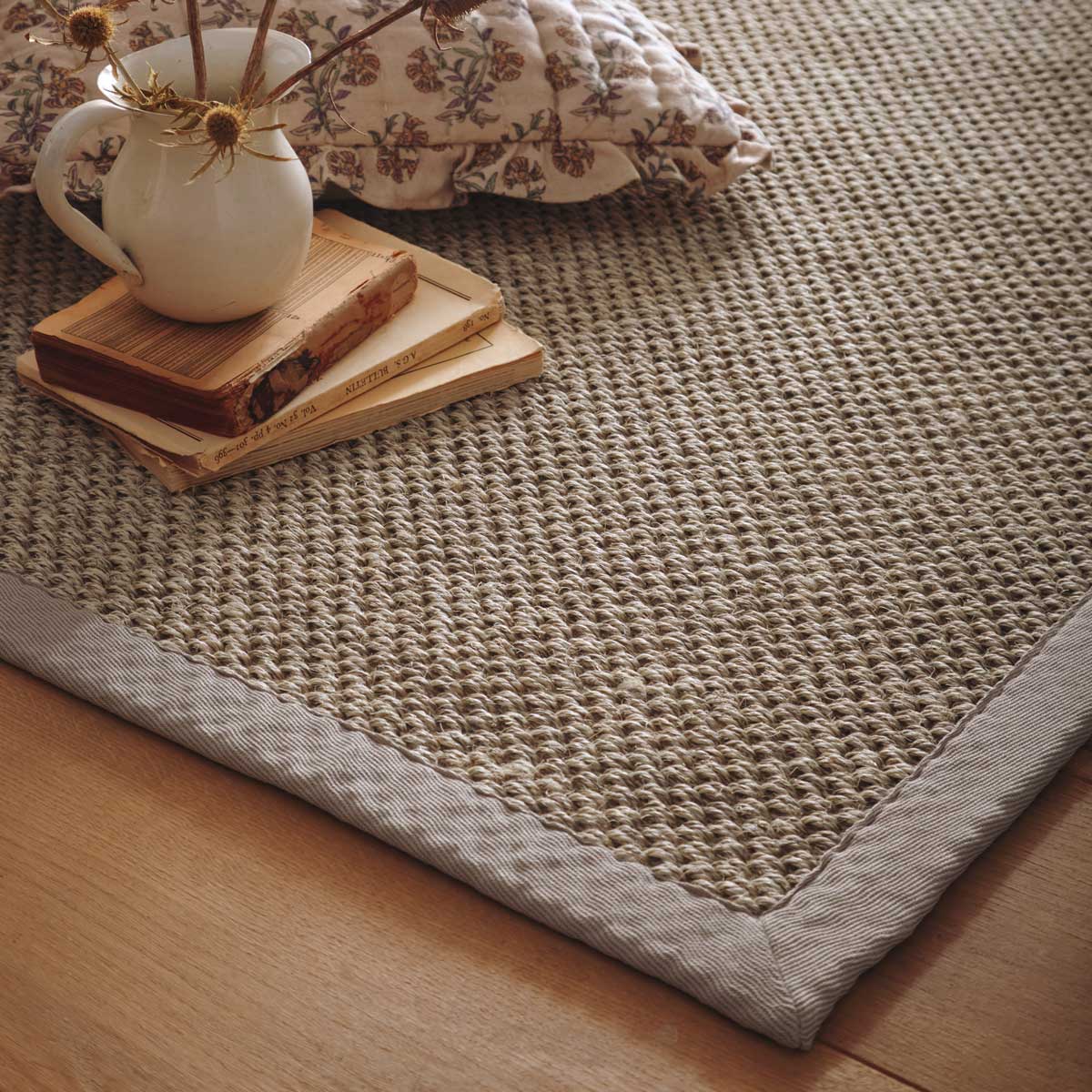 Sisal Rug in Light Beige with Sand Border 120 x 170cm,160 x 230cm,200 x 290cm,67 x 200cm