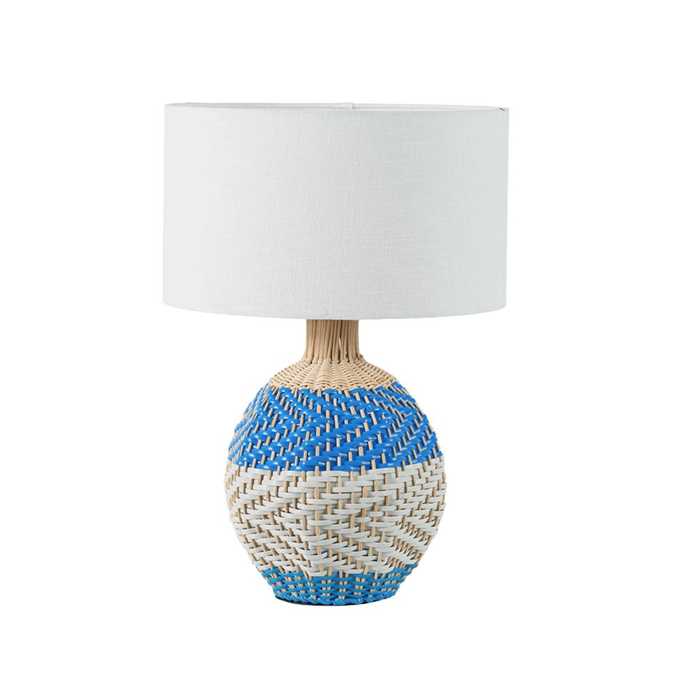 Small Brera Rattan Table Lamp, Cobalt