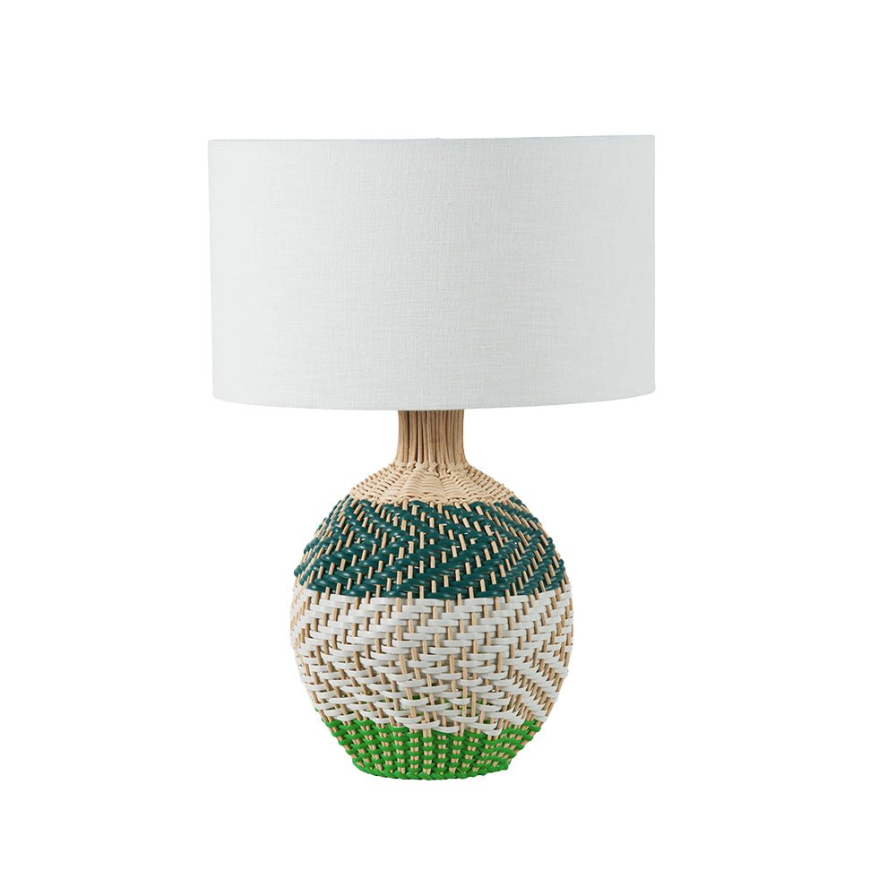 Small Brera Rattan Table Lamp, Emerald