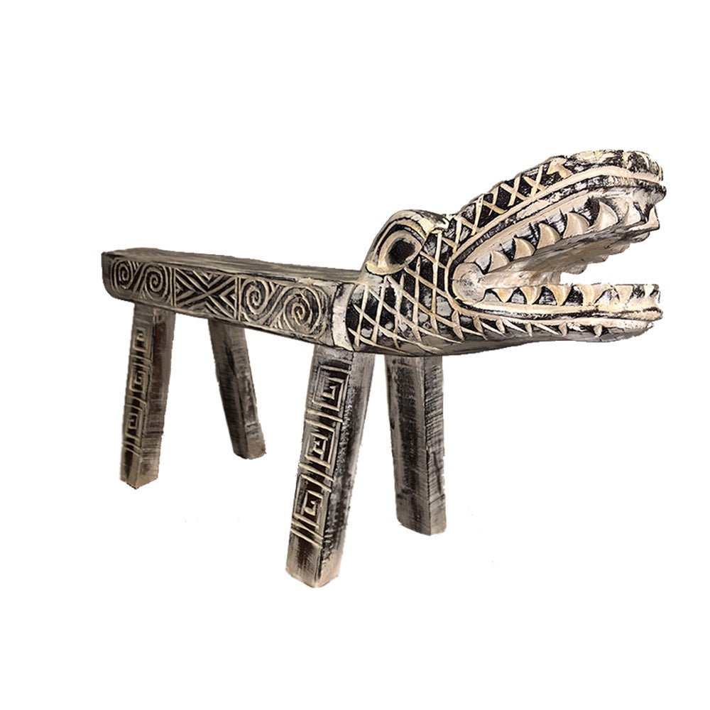 Small White Crocodile Bench