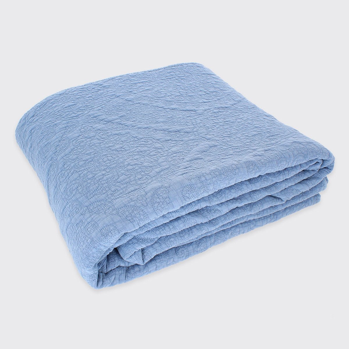 Stonewash Cotton Bedspread, Cornflower Blue Single 190 x 260 cm,One Size 250 x 260 cm - to fit Double or King Size bed,Superking 305 x 280 cm