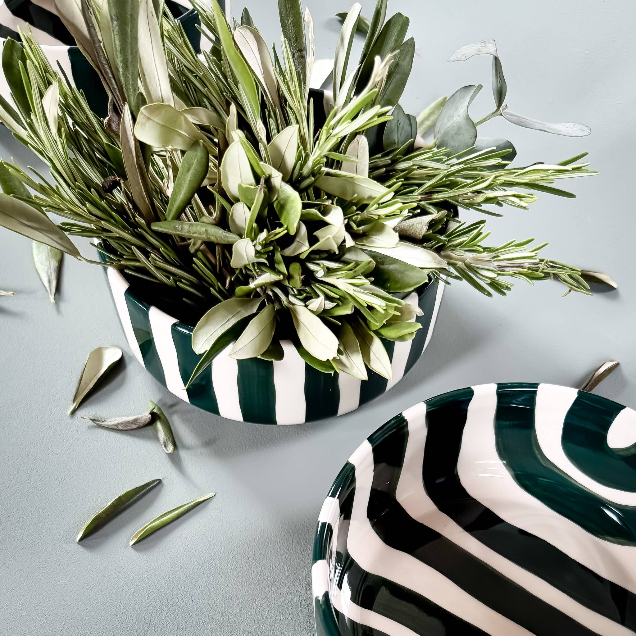 Striped Bowl, Gentle Green