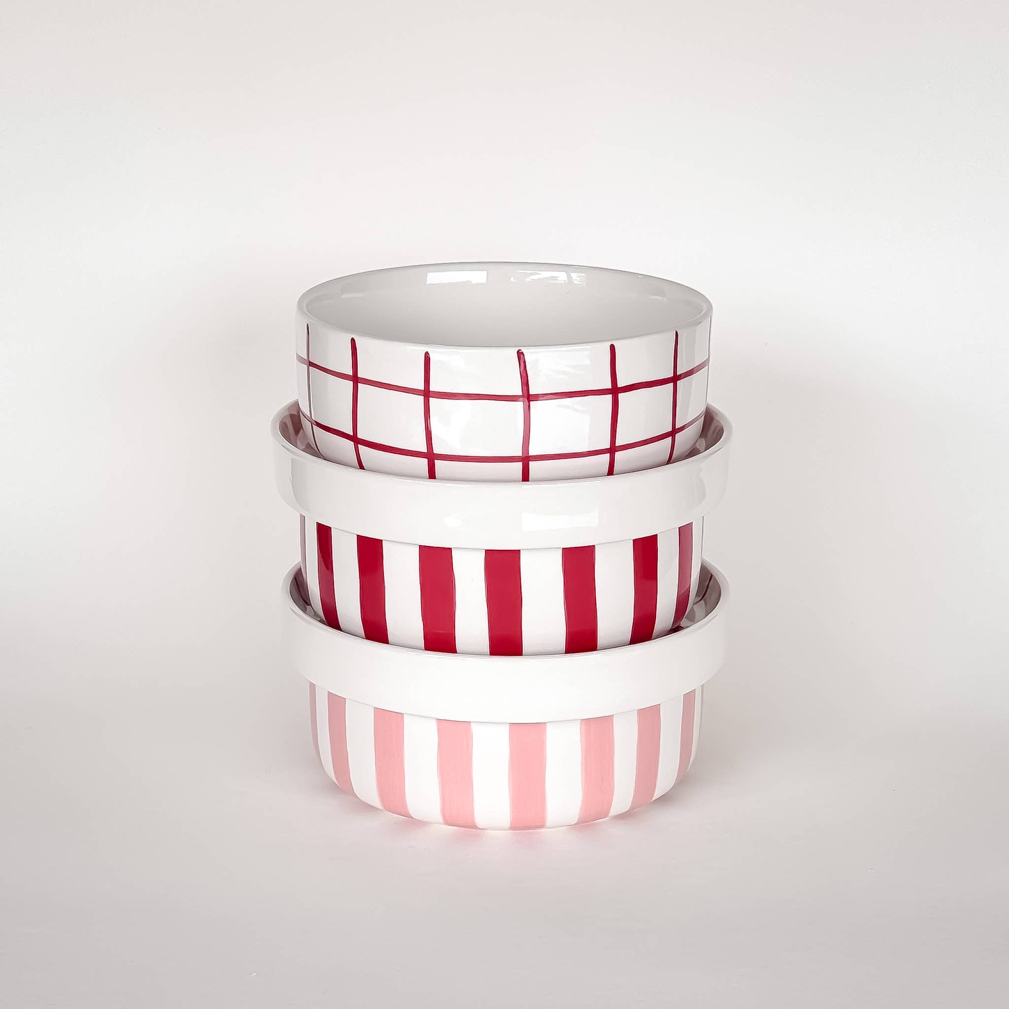 Striped Bowl, Sunset Red