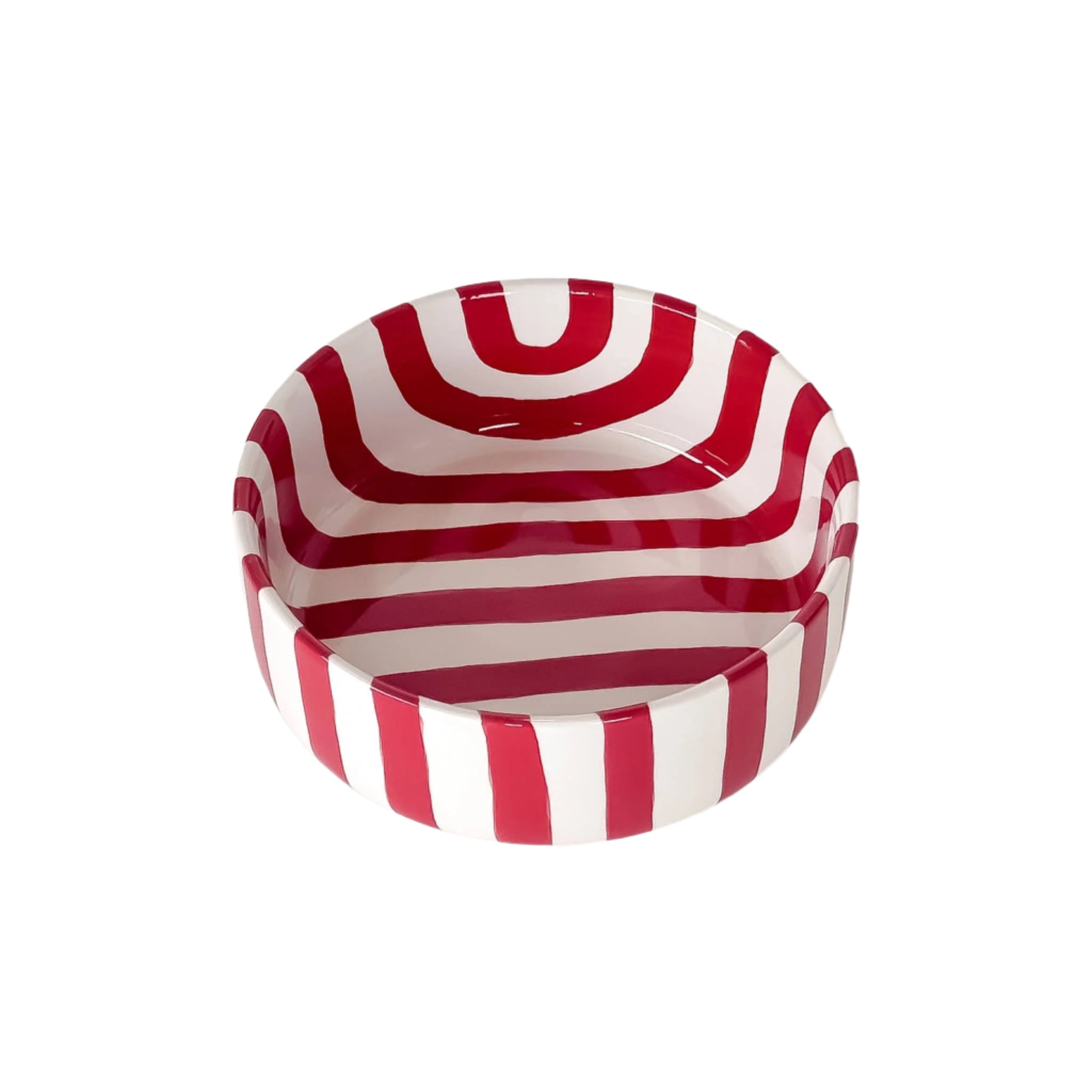 Striped Bowl, Sunset Red