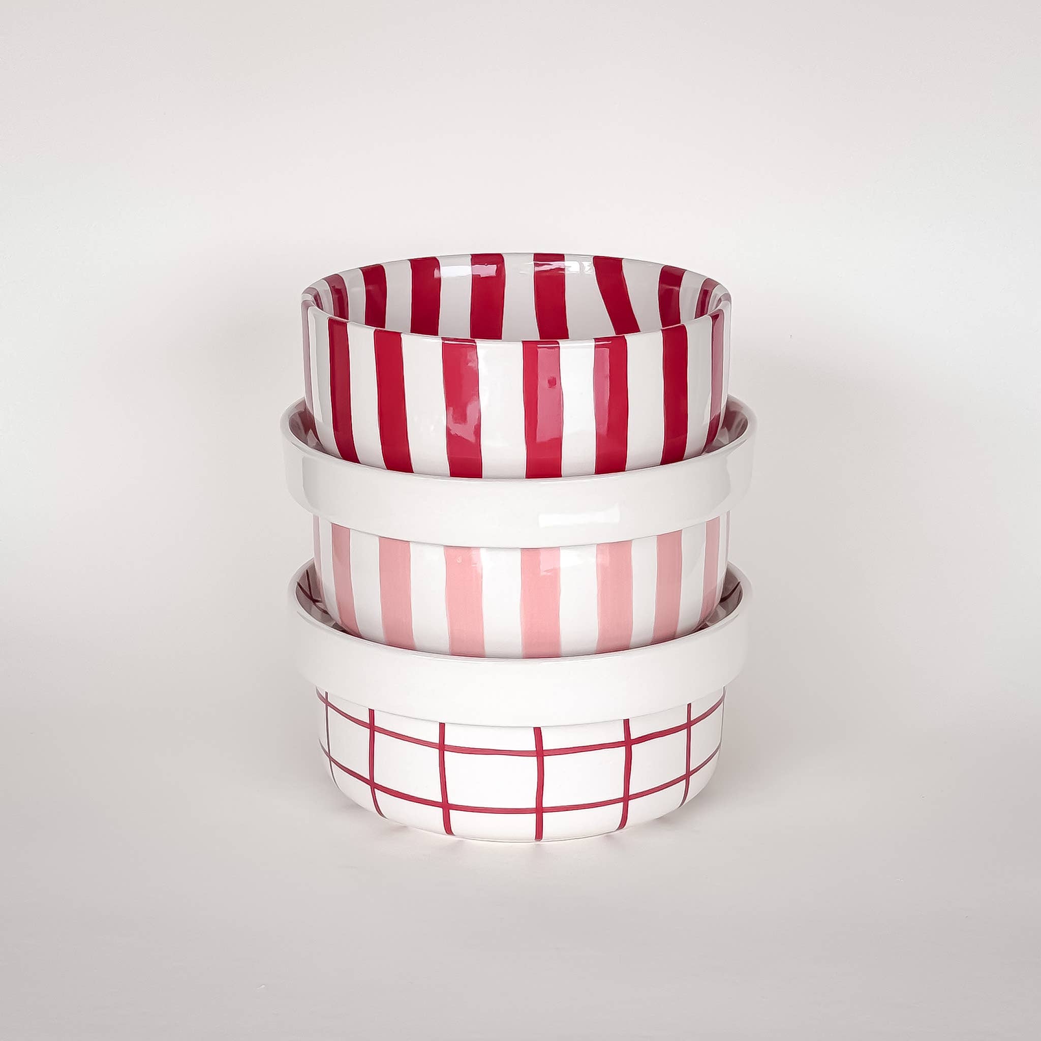 Striped Bowl, Sunset Red