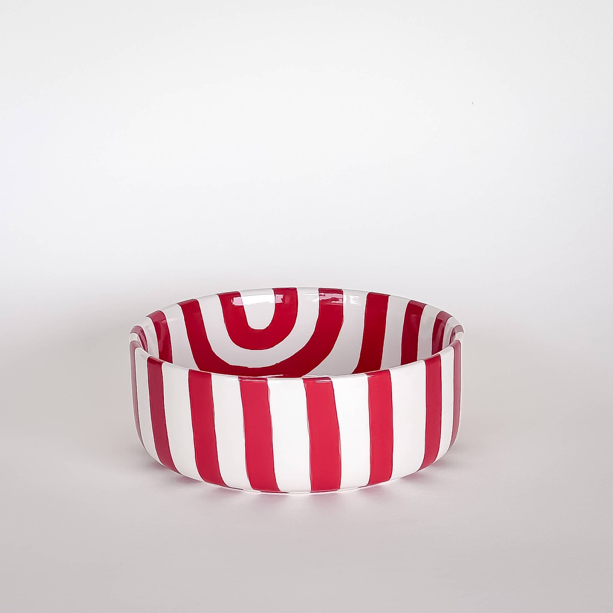 Striped Bowl, Sunset Red