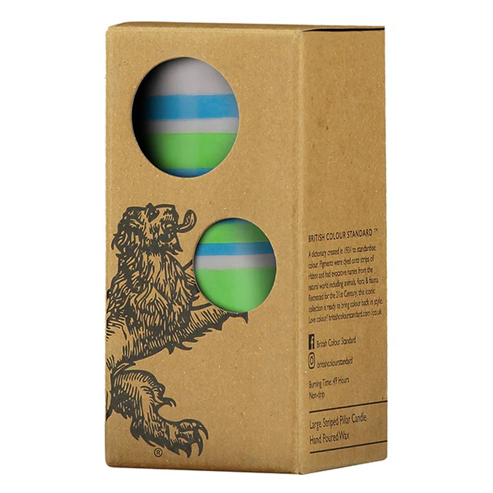 Striped Grass, Nanking Blue & Willow Pillar Candle, Large 15cm