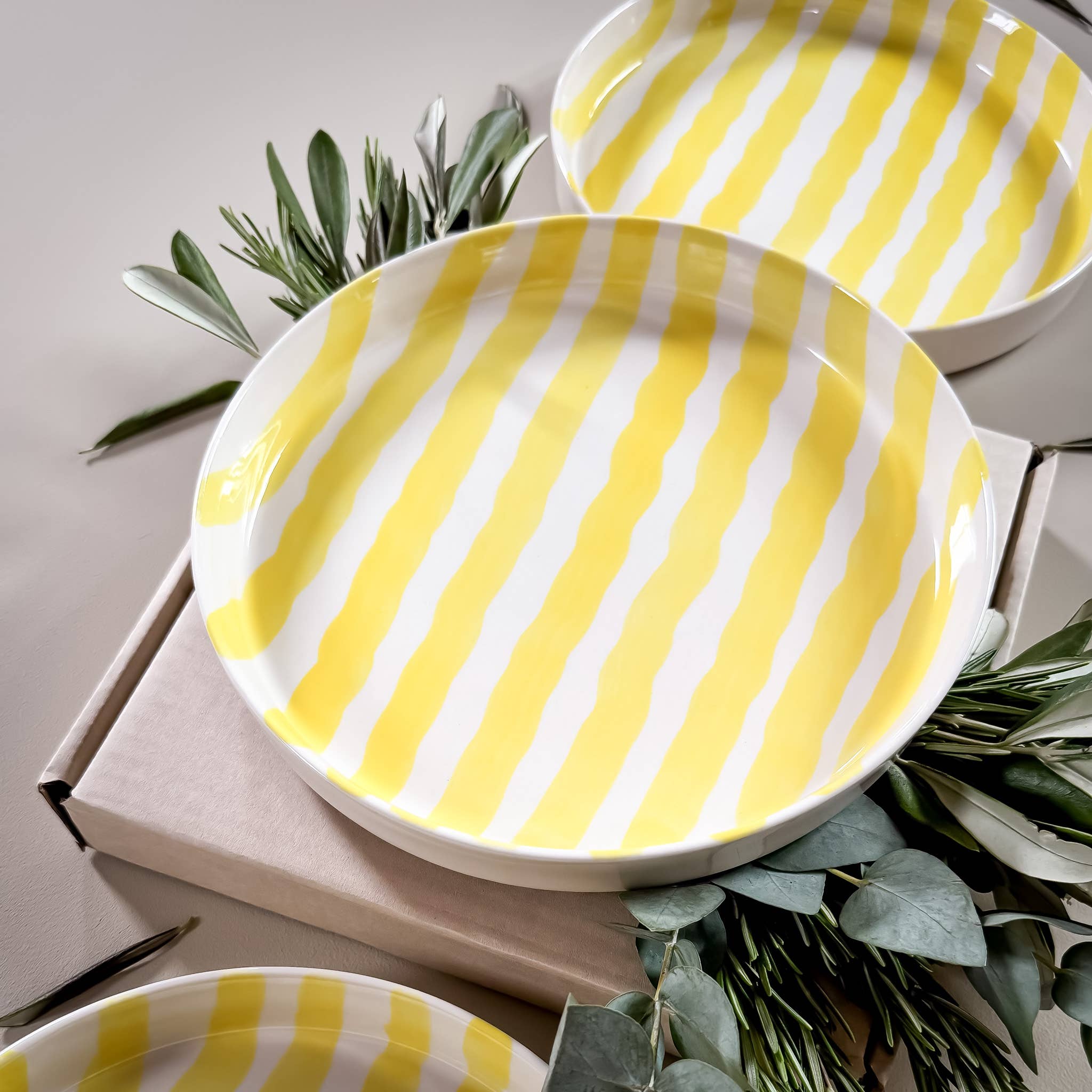 Striped Plate, Beach Yellow