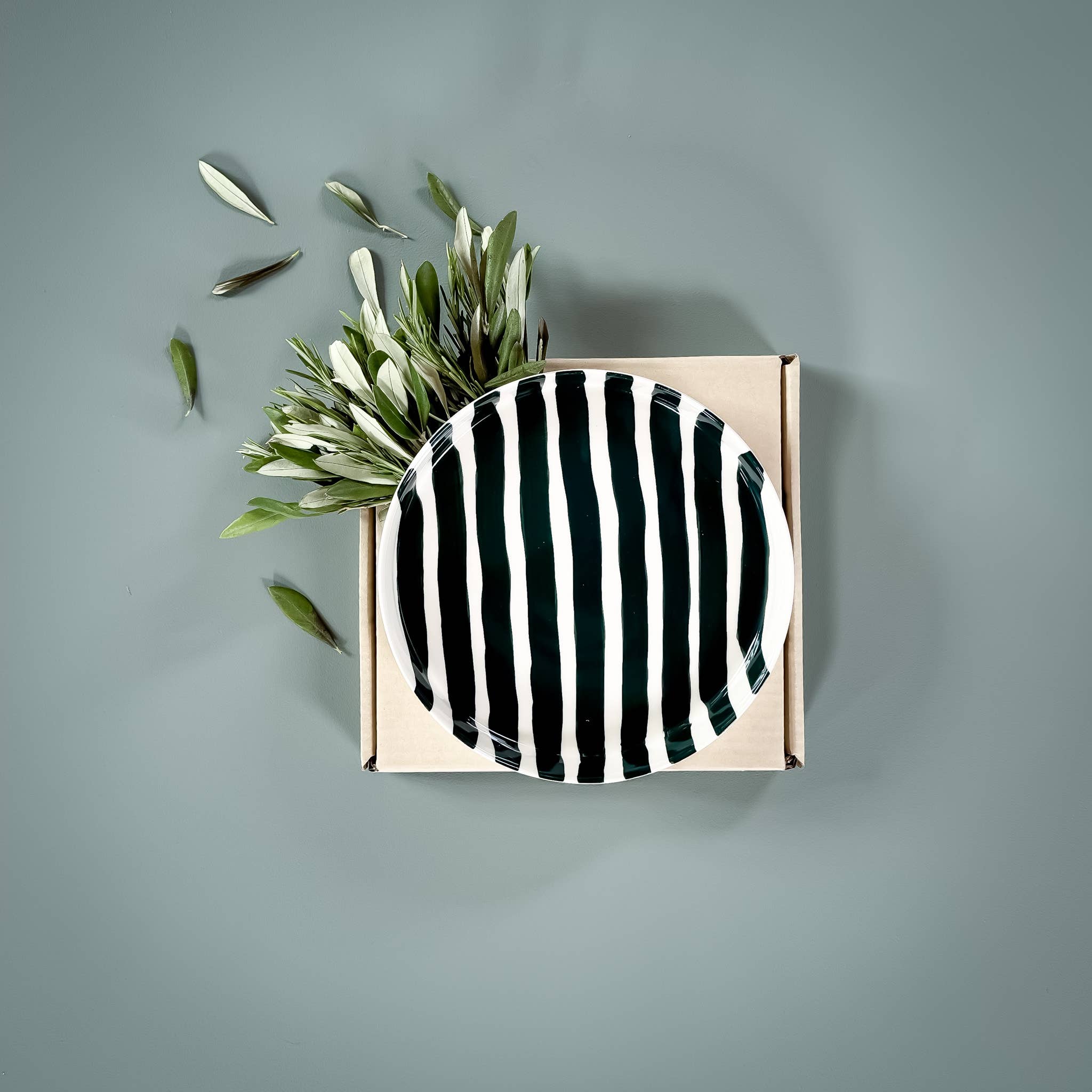 Striped Plate, Gentle Green