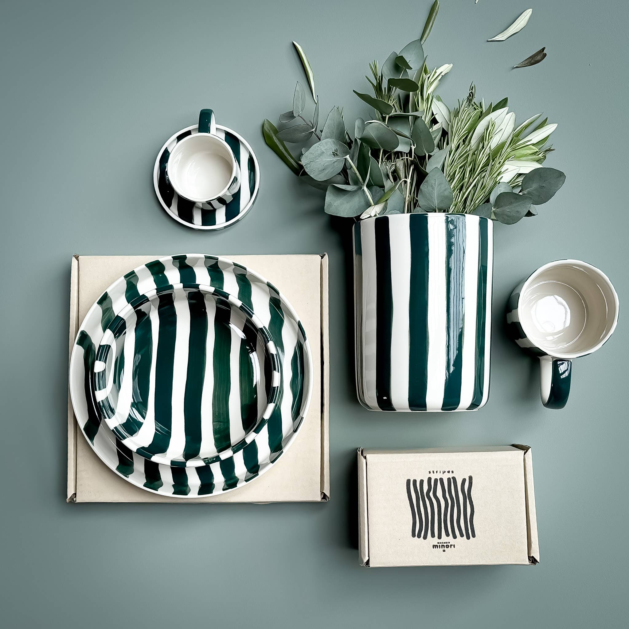 Striped Plate, Gentle Green