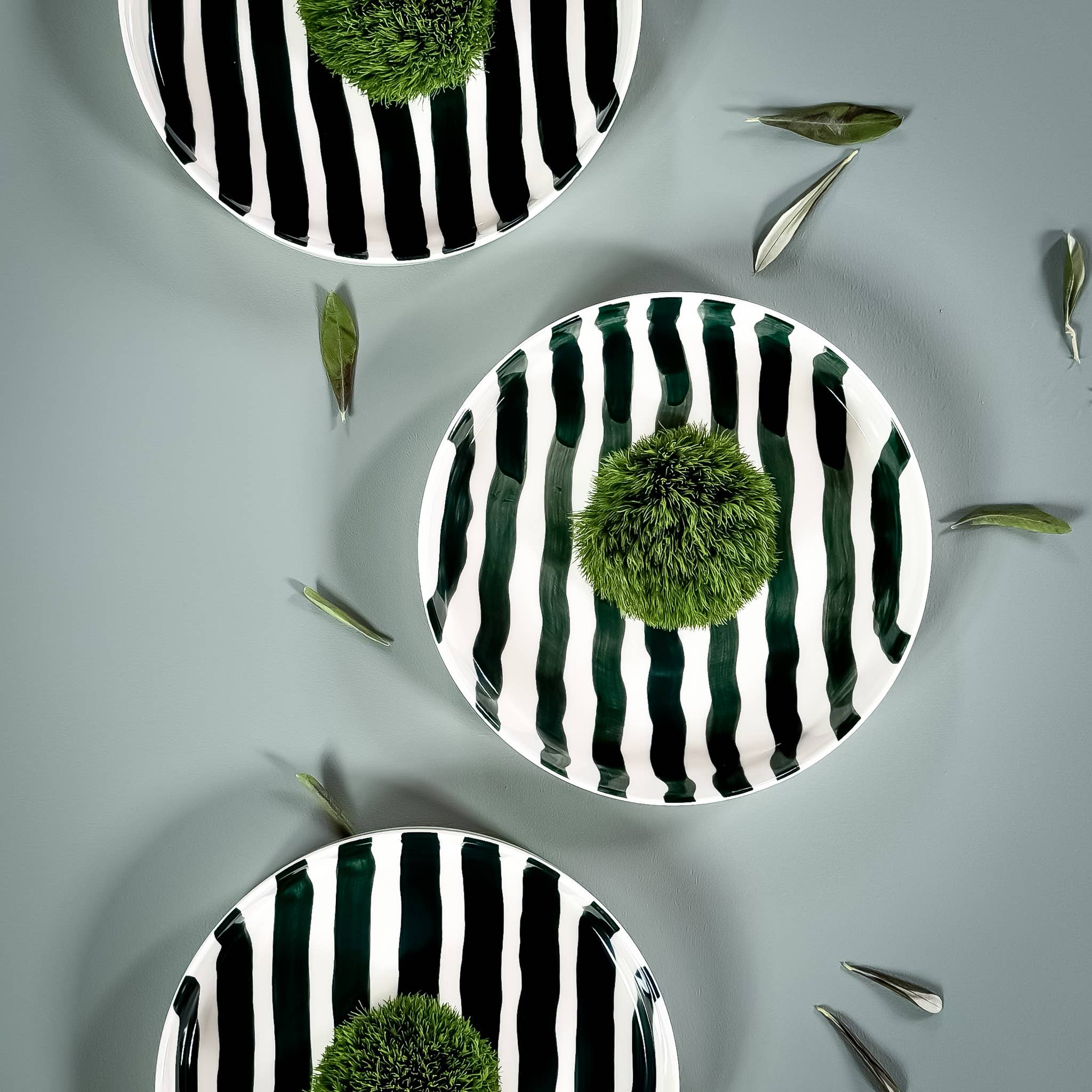 Striped Plate, Gentle Green
