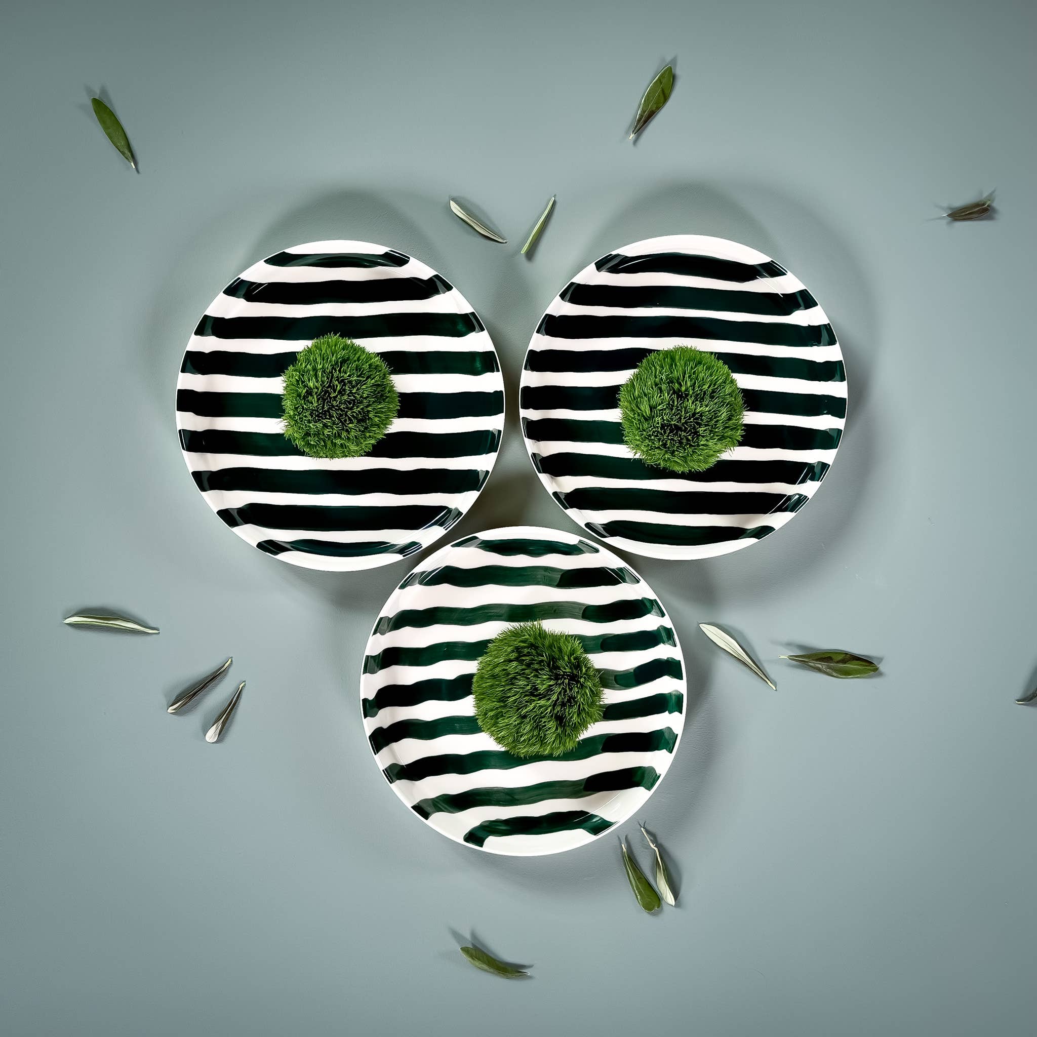 Striped Plate, Gentle Green