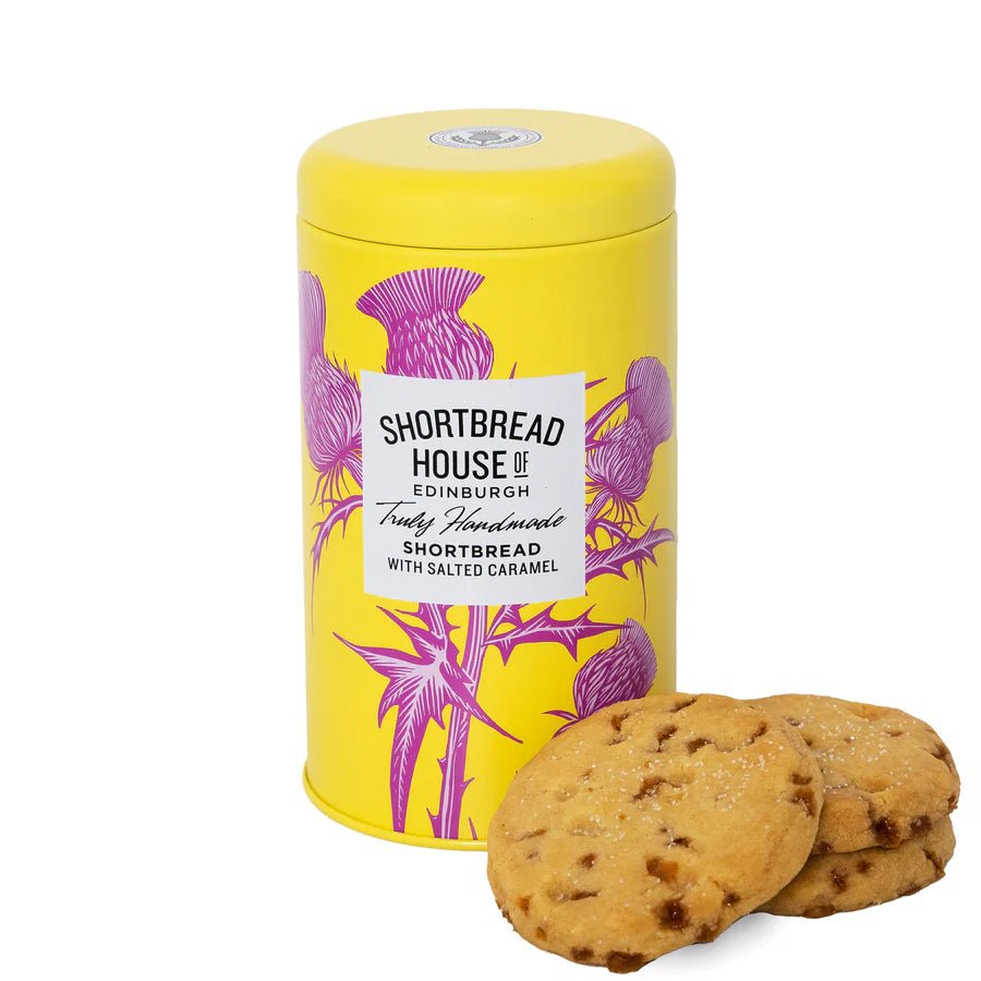 Tin of Truly Handmade Shortbread Biscuits, 140g Clotted Cream,Spanish Clementine,Madagascan Vanilla,White Chocolate & Hazelnut,Salted Caramel