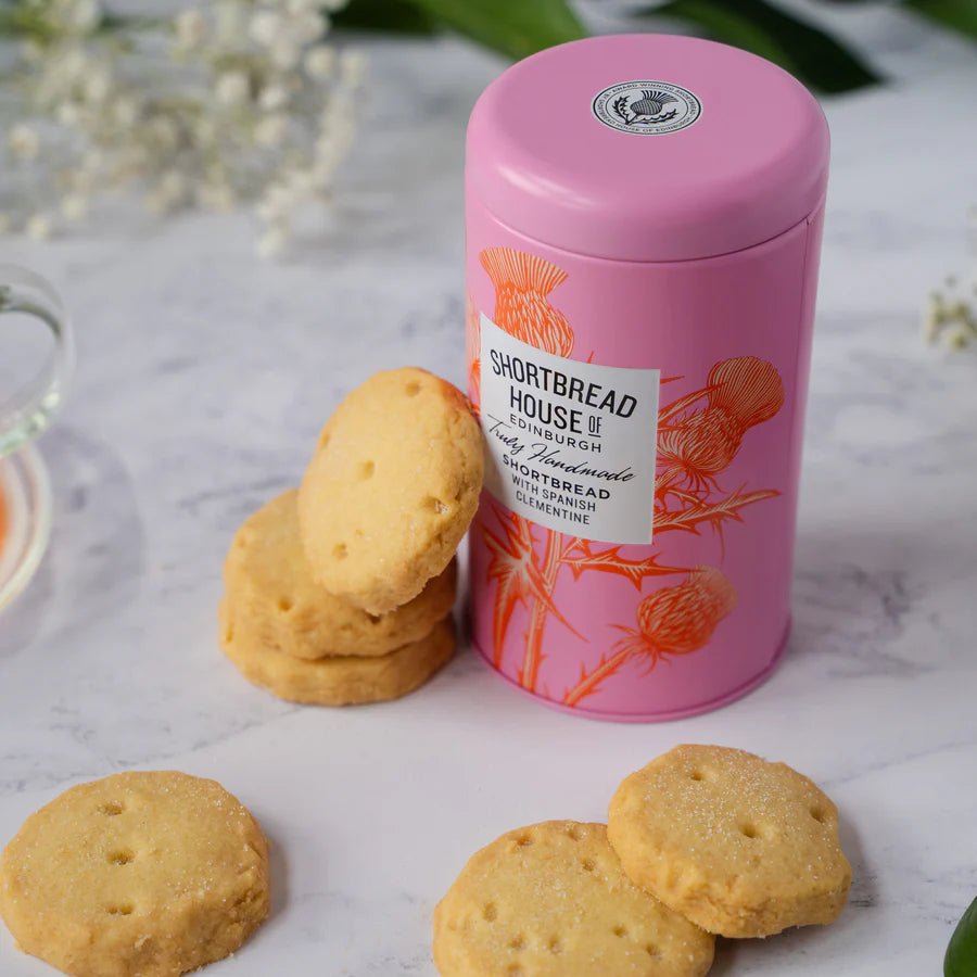 Tin of Truly Handmade Shortbread Biscuits, 140g Clotted Cream,Spanish Clementine,Madagascan Vanilla,White Chocolate & Hazelnut,Salted Caramel