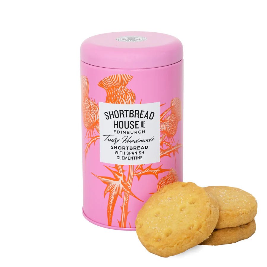 Tin of Truly Handmade Shortbread Biscuits, 140g Clotted Cream,Spanish Clementine,Madagascan Vanilla,White Chocolate & Hazelnut,Salted Caramel
