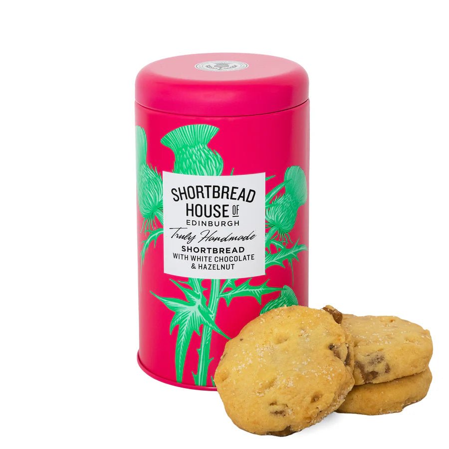 Tin of Truly Handmade Shortbread Biscuits, 140g Clotted Cream,Spanish Clementine,Madagascan Vanilla,White Chocolate & Hazelnut,Salted Caramel
