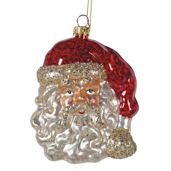 Traditional Glass Santa Head Bauble