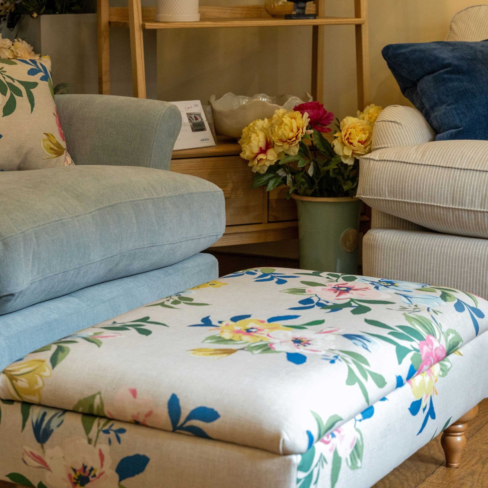 Traditional Storage Footstool Aston Sky (Grade A,Aston Blush (Grade A),Lenora Seaspray (Grade B),Athens Stripe (Grade C),Linen Bloom (Grade D),Staithes Natural (Grade D),Tailored Weave Natural (House 2),Heavyweight Hopsack - Flax (Grade B)