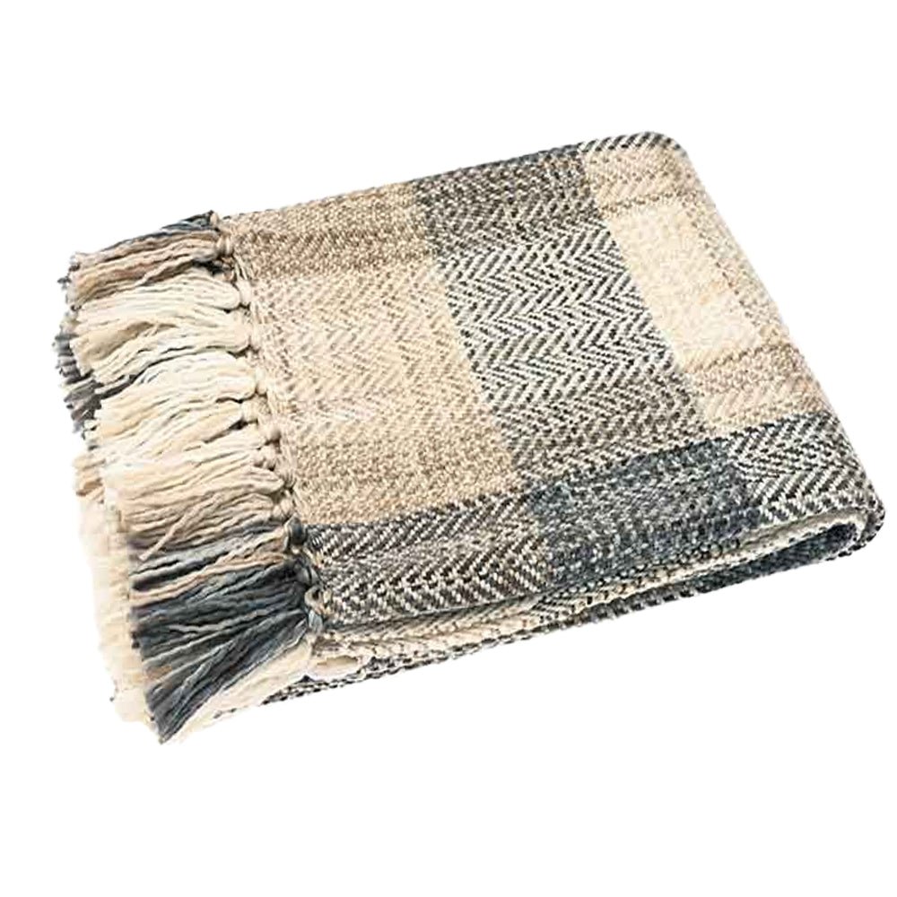 Tweed Check Throw, Brown - Angela Reed -