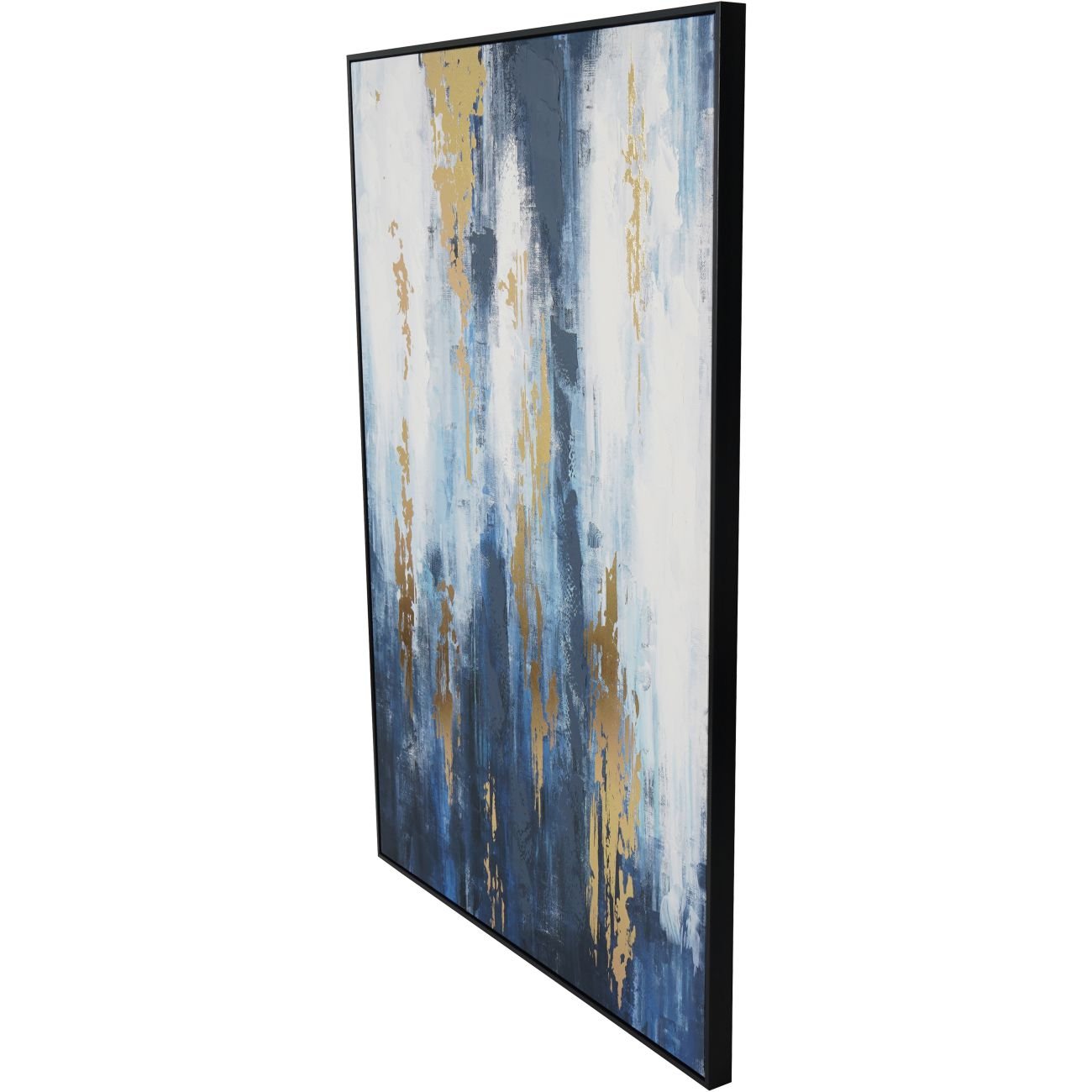 Urbanite Blue Distressed Foiled Framed Canvas