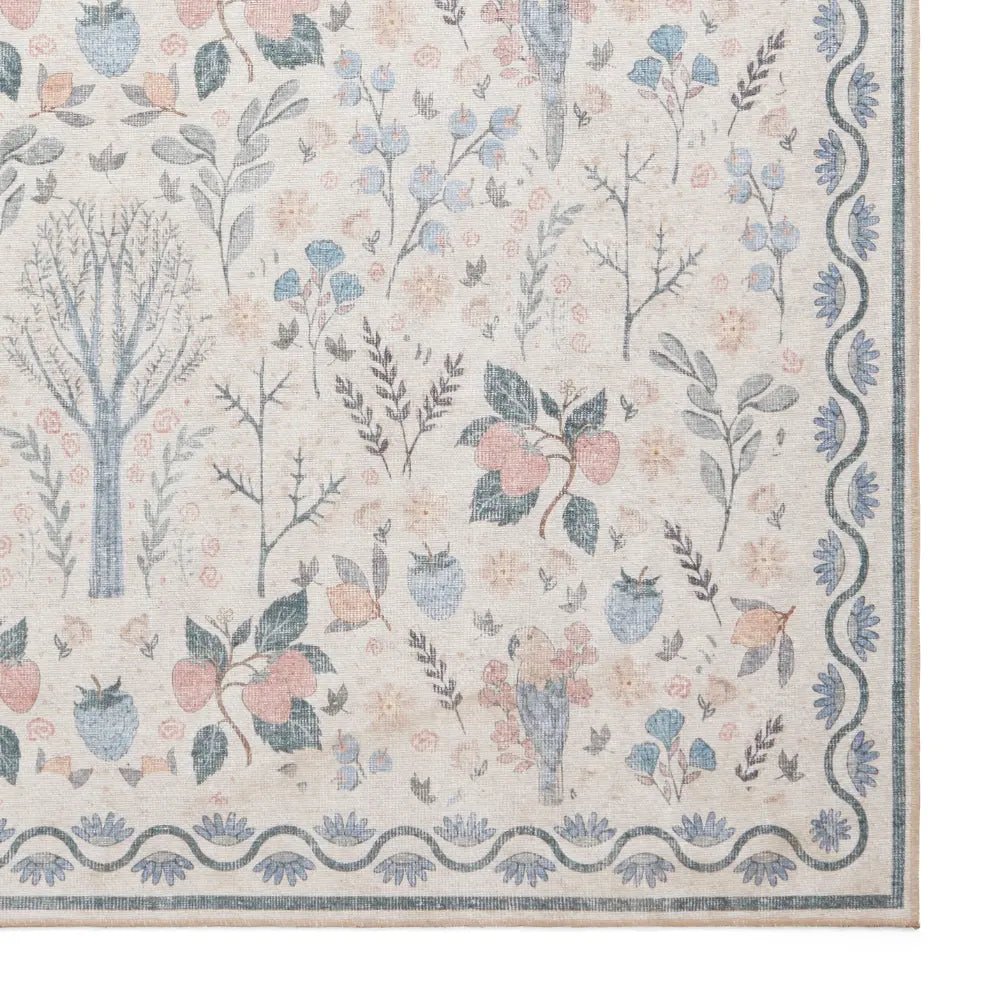Versailles Washable Rug, Beige/Blue 61 x 230cm runner,122 x 170cm,152 x 230cm,180 x 270cm