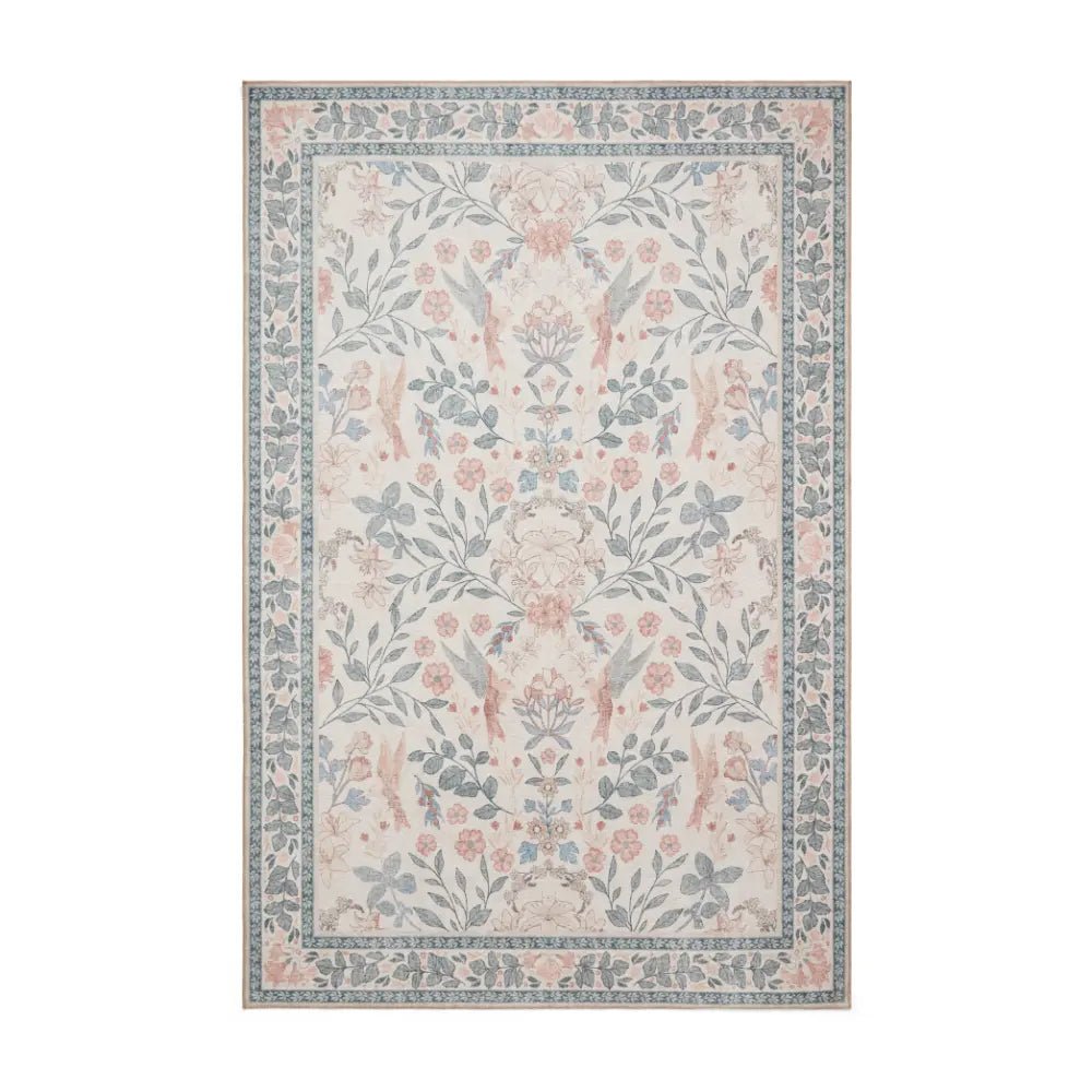 Versailles Washable Rug, Neutral Beige/Blue - Angela Reed -