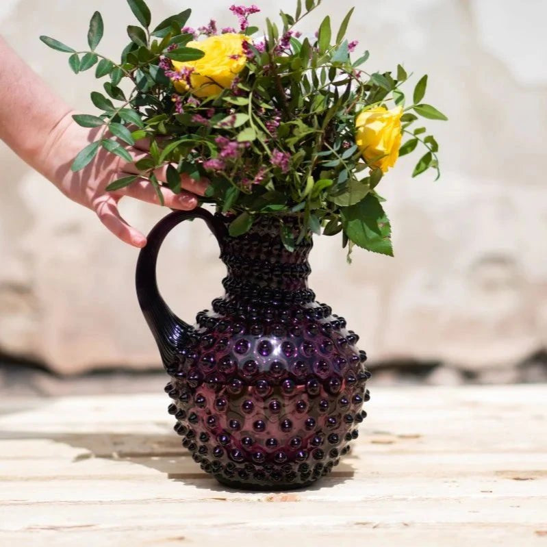 Violet Glass Hobnail Jug