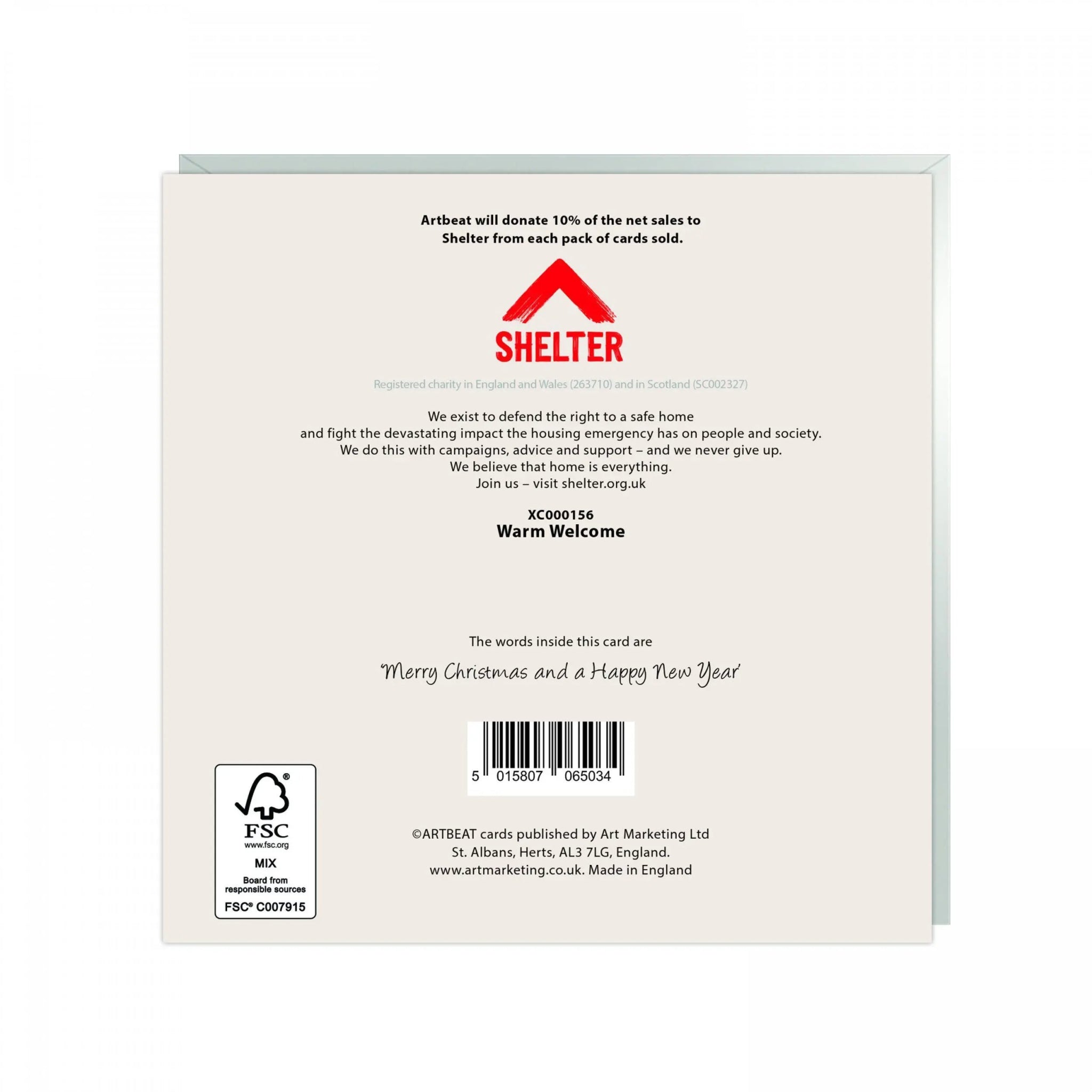 Warm Welcome, Pack of 6 Charity Christmas Cards