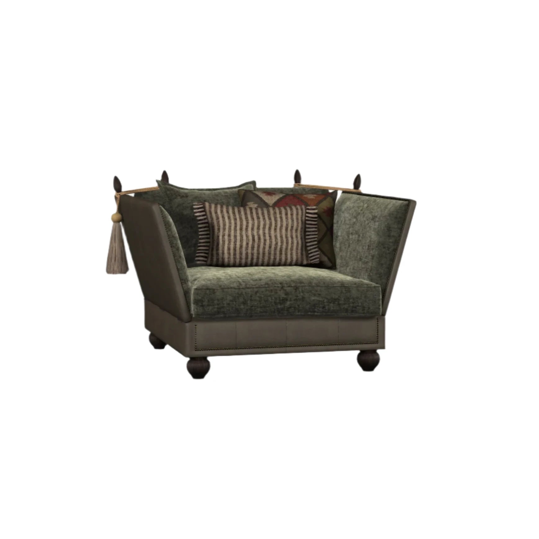 Warwick Leather Snuggler with Velvet Seat Cushions
