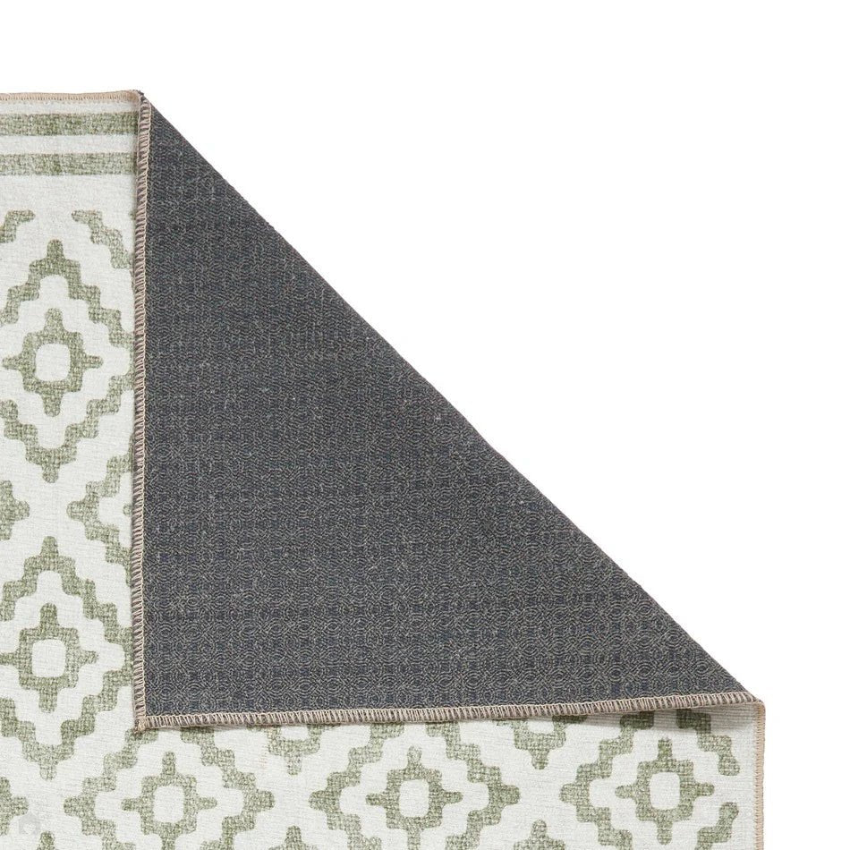 Washable Geometric Rug, Coral Green 61 x 120cm,61 x 170cm,76 x 150cm,76 x 230cm,122 x 170cm,152 x 230cm