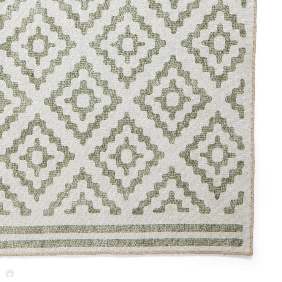 Washable Geometric Rug, Coral Green 61 x 120cm,61 x 170cm,76 x 150cm,76 x 230cm,122 x 170cm,152 x 230cm