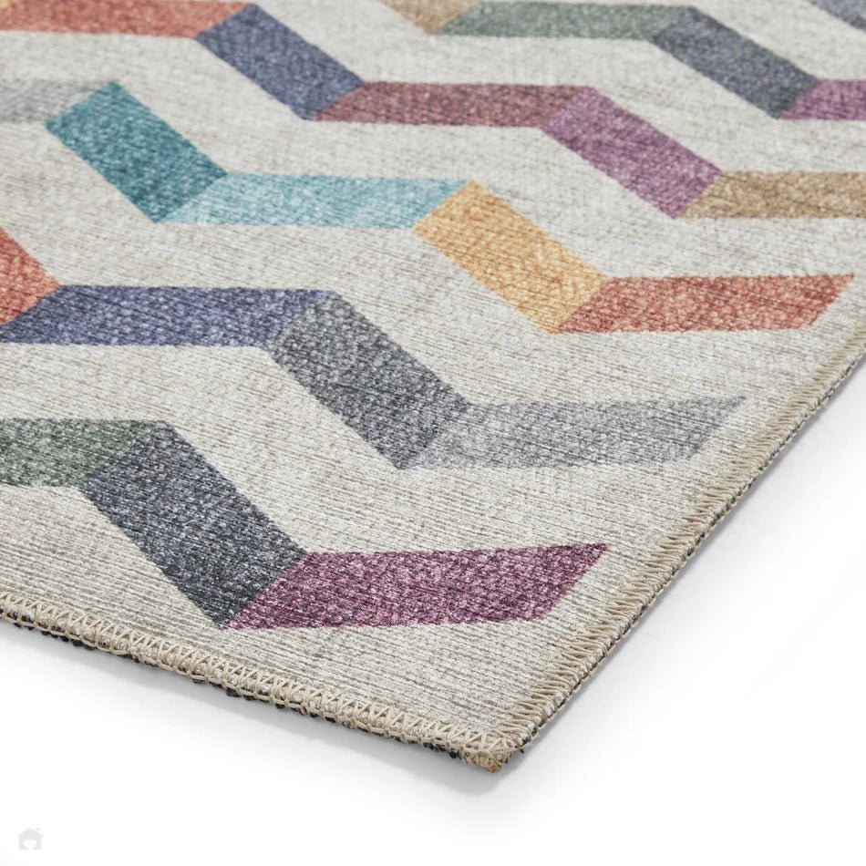 Washable Geometric Rug, Multi 61 x 120cm,61 x 170cm,76 x 150cm,76 x 230cm,122 x 170cm,152 x 230cm