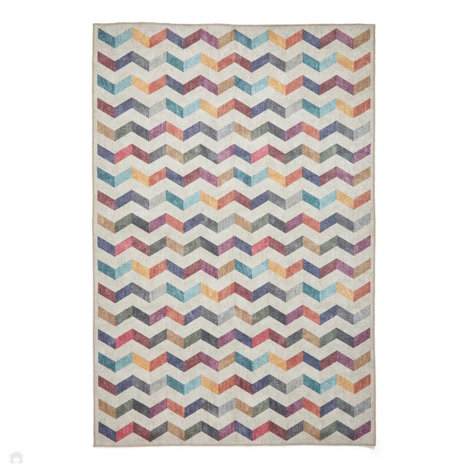 Washable Geometric Rug, Multi 61 x 120cm,61 x 170cm,76 x 150cm,76 x 230cm,122 x 170cm,152 x 230cm