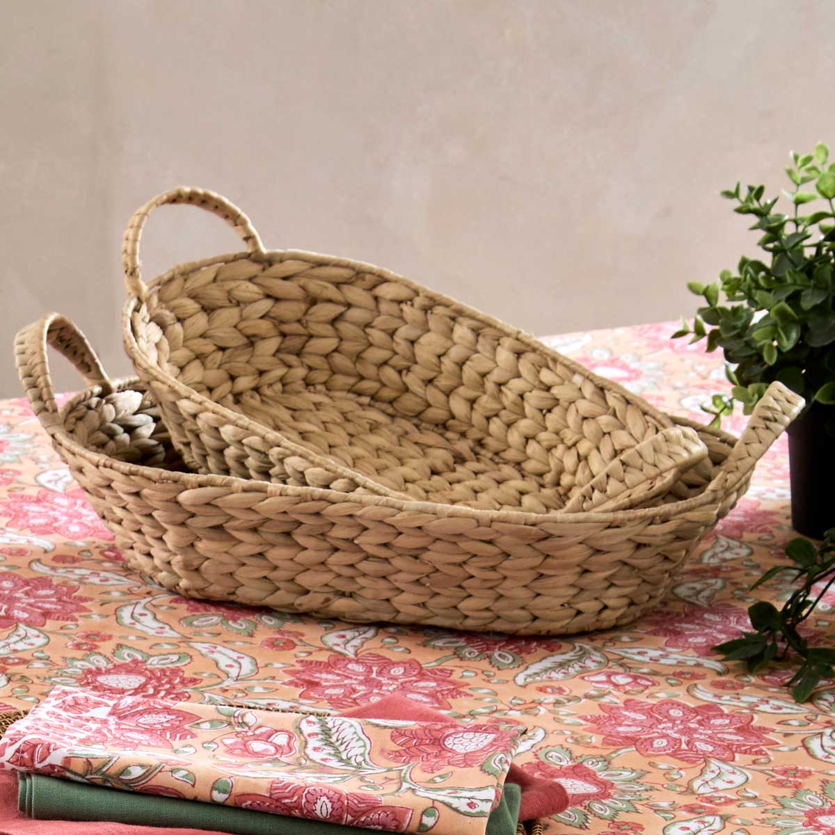 Water Hyacinth Oval Trays, Set of 2