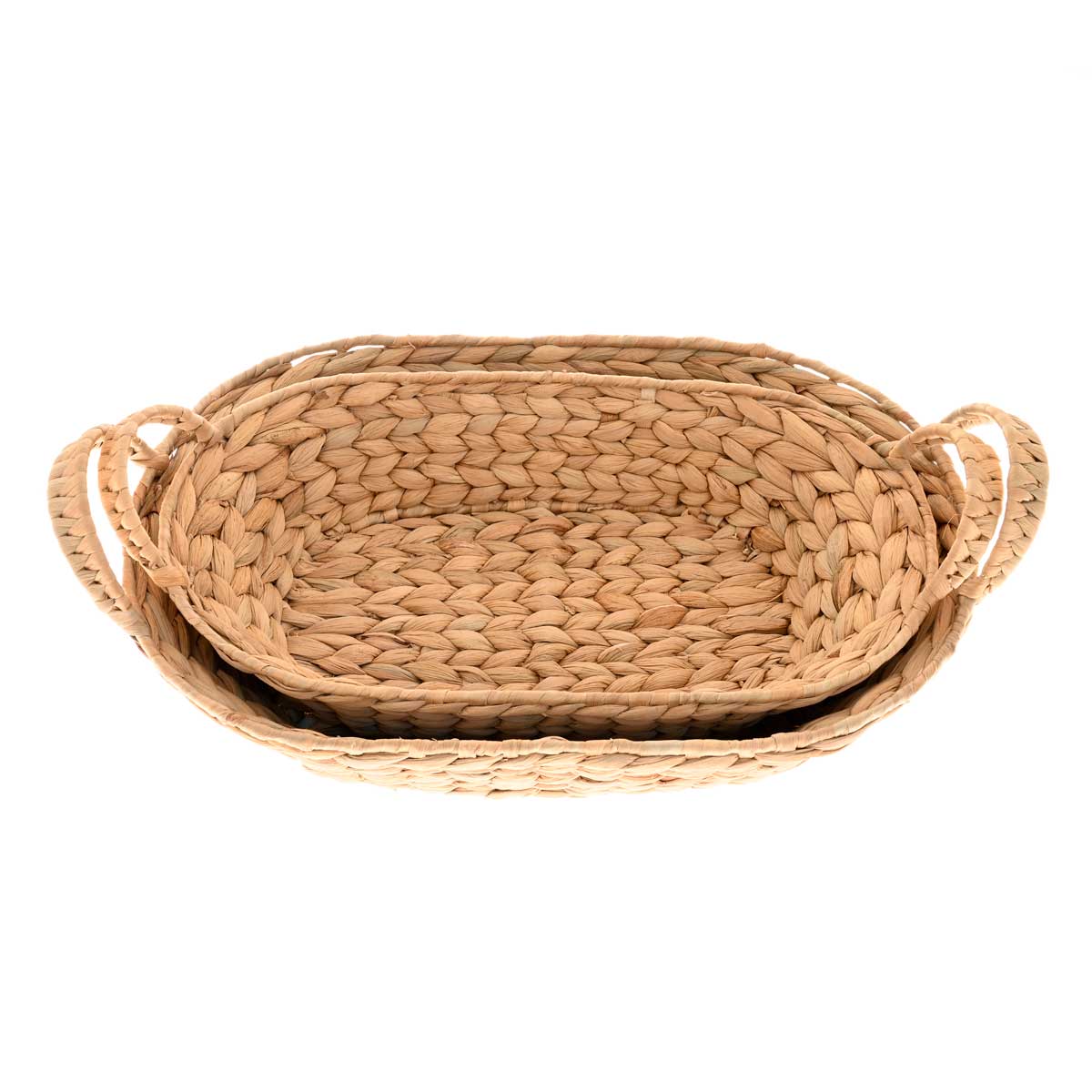 Water Hyacinth Oval Trays, Set of 2