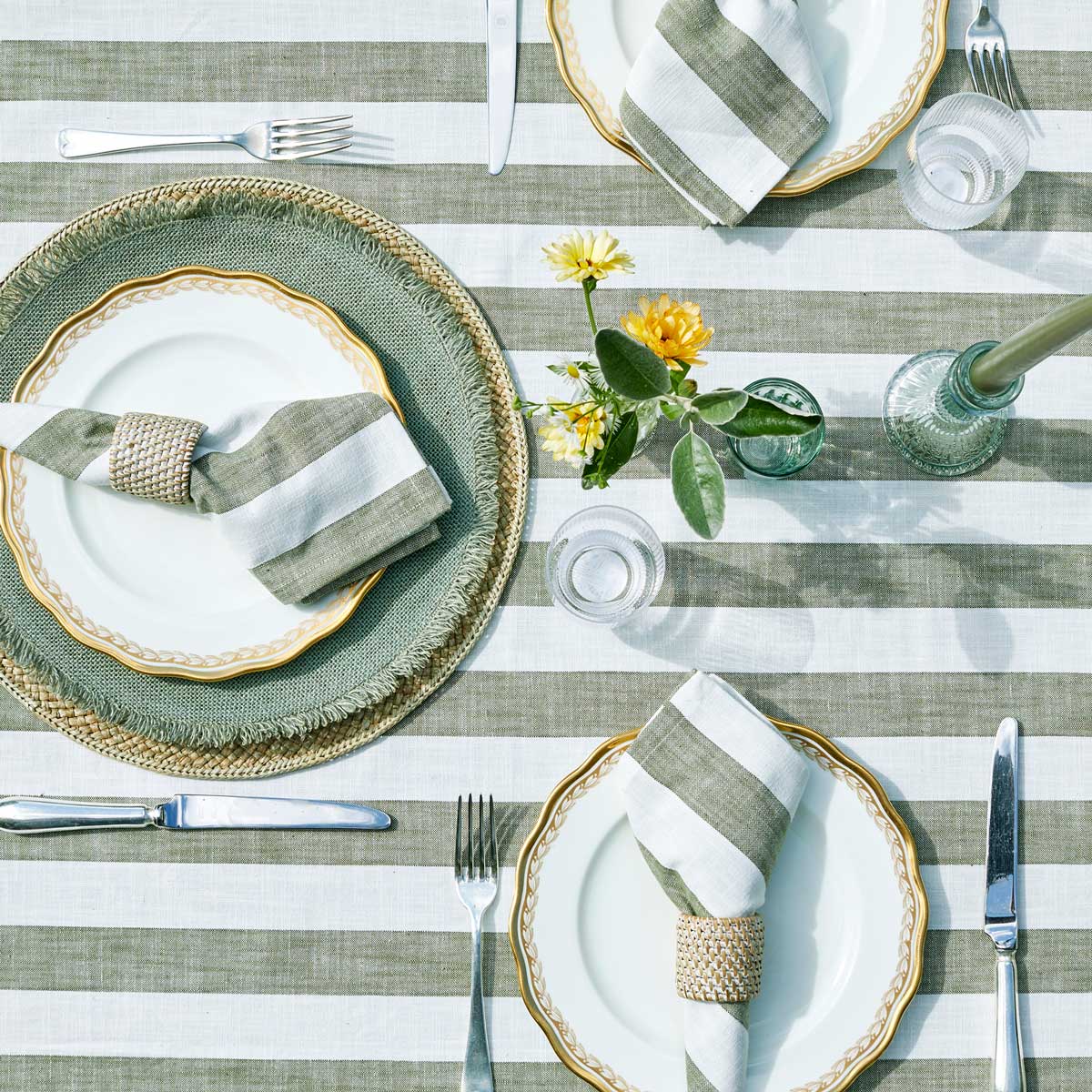 Wide Stripe Apron, Olive