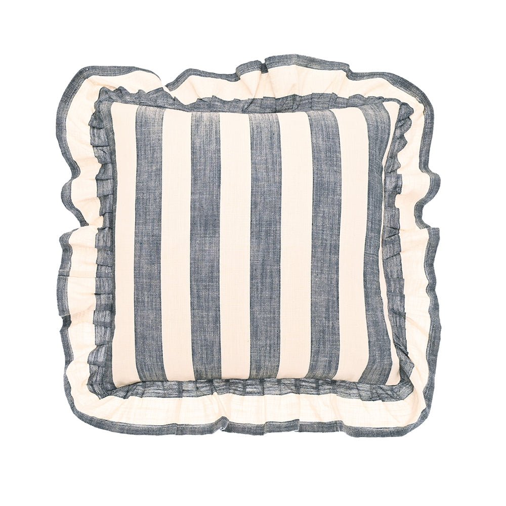 Wide Stripe Cushion, Flint Blue