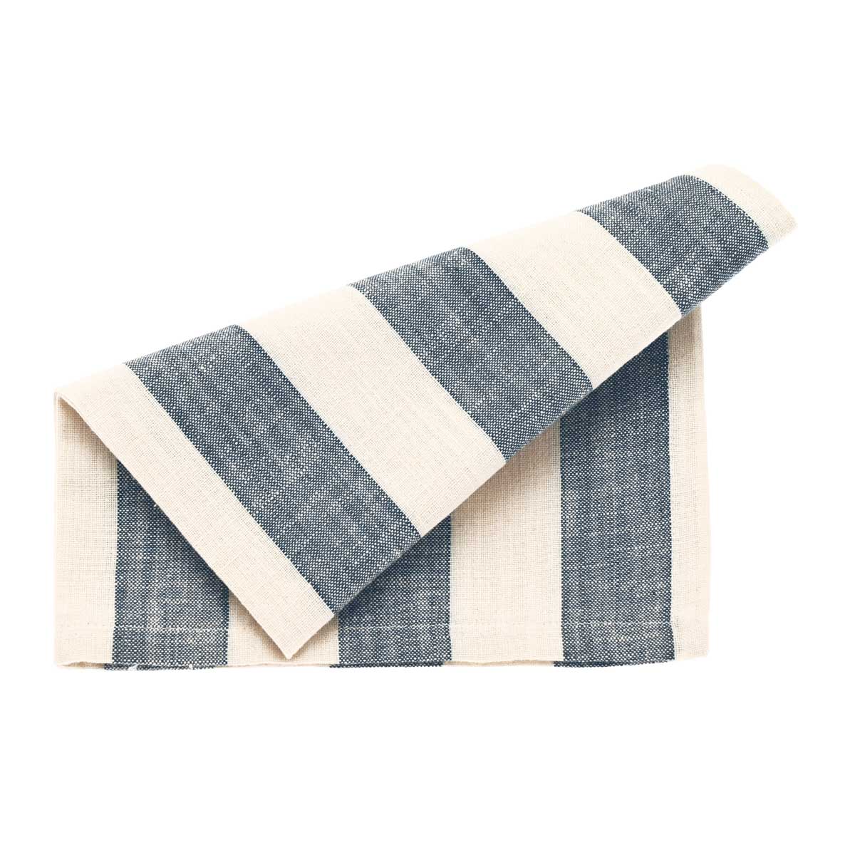Wide Stripe Napkin, Set of Four, Flint Blue