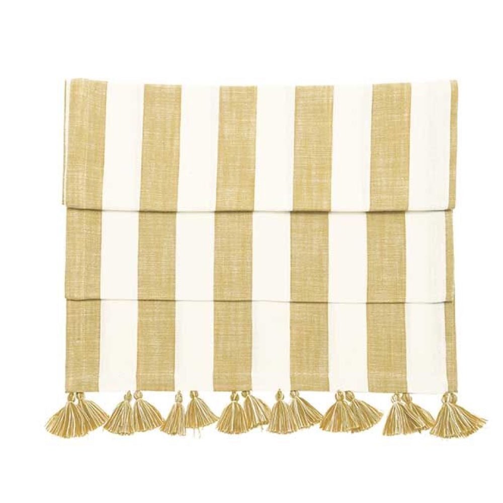 Wide Stripe Table Runner, Honeydew