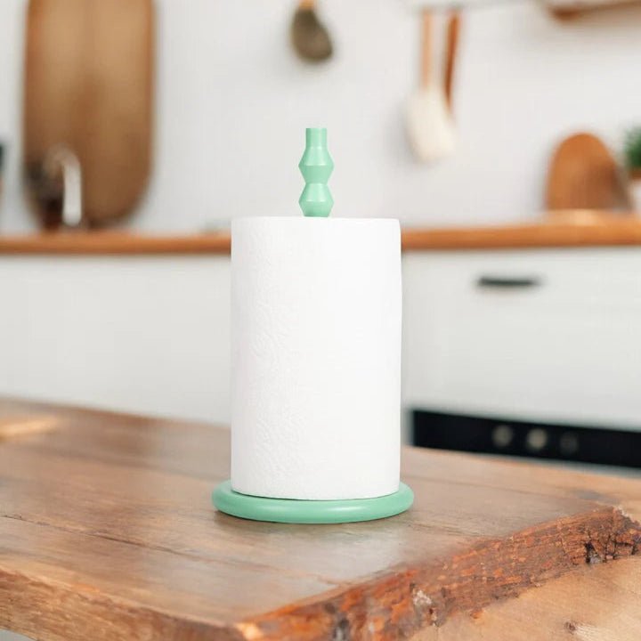 Wooden Kitchen Roll Holder in Opaline Green