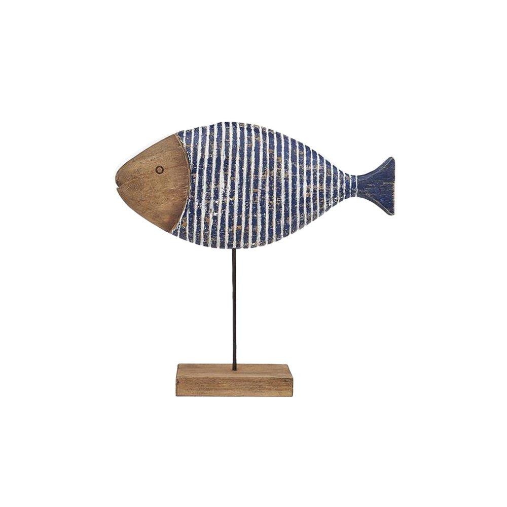 Wooden Navy Striped Fish